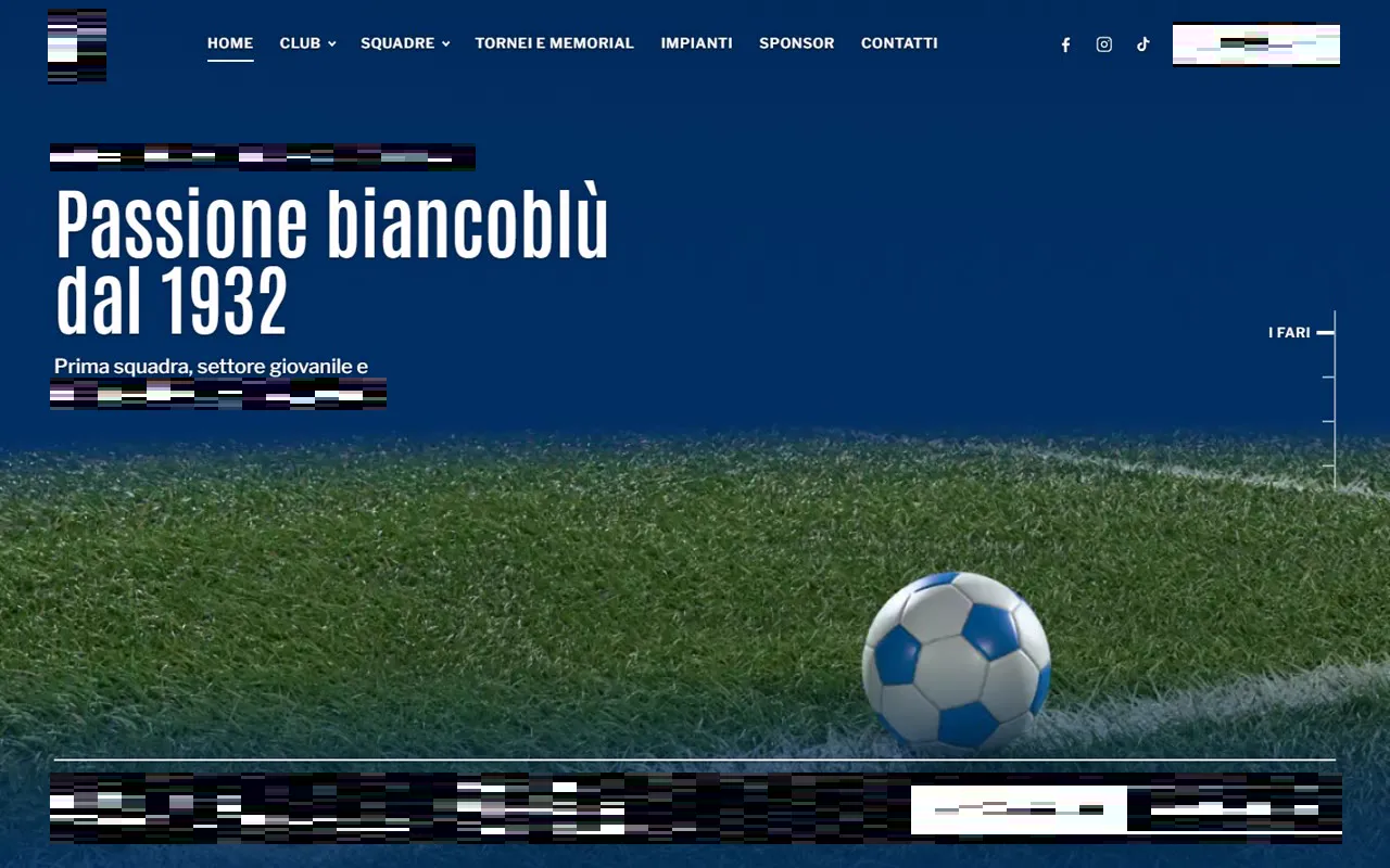 La home proposta: Associazione calcio dilettanti, Verona. Nome, logo e contatti del cliente sono disturbati